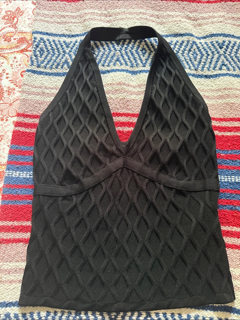 Guess Black Diamond-Pattern Halter Tank Top